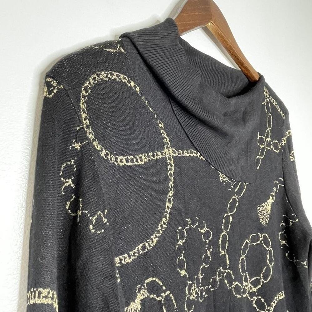 Ruby Rd Chain Print Sweater Large Metallic Long Sleeve Pullover